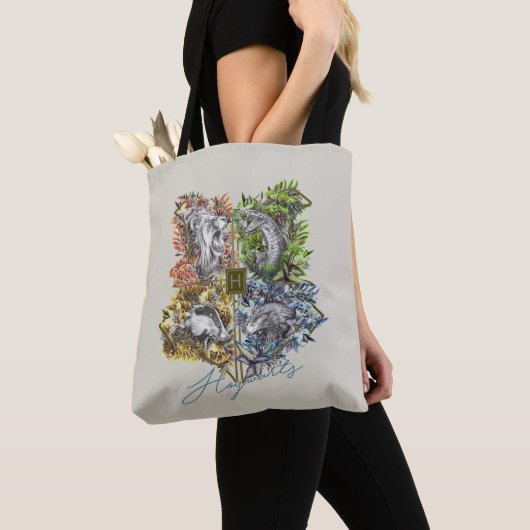 HOGWARTS™ Abzeichen Blumengrafik Tasche (Von Nahem)