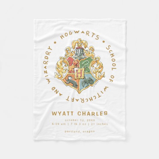 HOGWARTS™ Baby Birth Stats Fleece Blanket (Vorderseite)