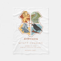 HOGWARTS™ Cartoon Baby Birth Stats Fleece Blanket