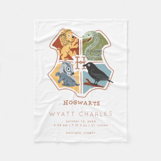 HOGWARTS™ Cartoon Baby Birth Stats Fleece Blanket (Vorderseite)