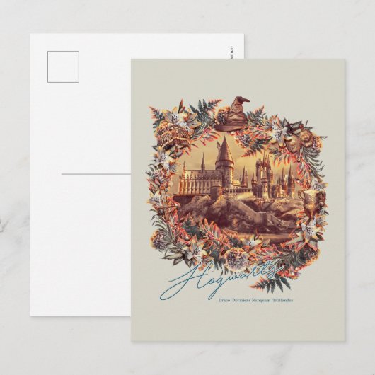 HOGWARTS™ CASTLE Blumengrafik Postkarte (Vorne/Hinten)