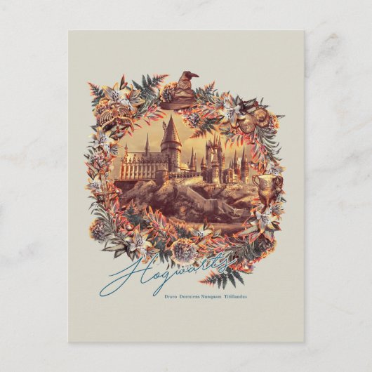 HOGWARTS™ CASTLE Blumengrafik Postkarte (Vorderseite)