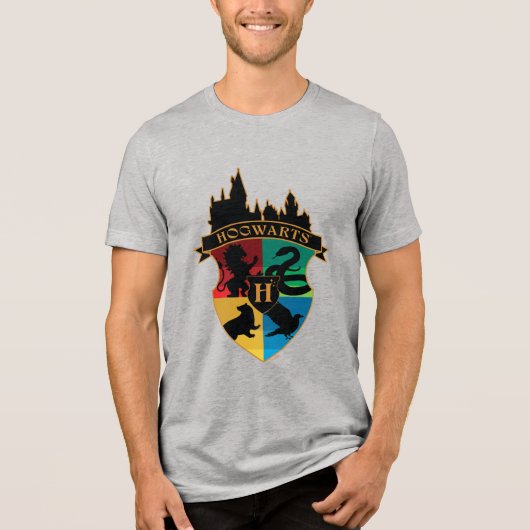 HOGWARTS™ Castle Crest House Pride Badge Tri-Blend Shirt (Vorderseite)