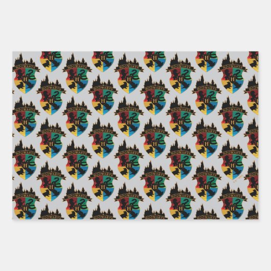 HOGWARTS™ Castle Wappen House Pride Abzeichen Geschenkpapier Set (Vorderseite)