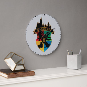 HOGWARTS™ Castle Wappen House Pride Abzeichen Große Wanduhr