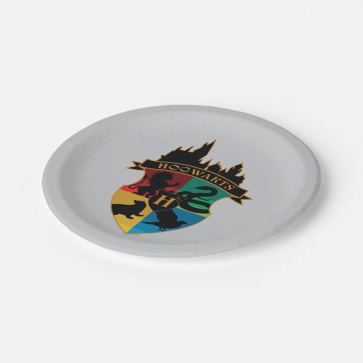 HOGWARTS™ Castle Wappen House Pride Abzeichen Pappteller (Schrägansicht)