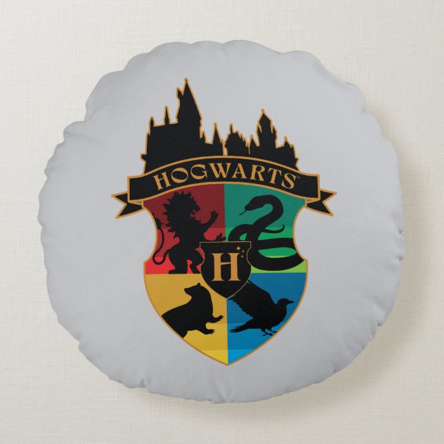 HOGWARTS™ Castle Wappen House Pride Abzeichen Rundes Kissen (Vorderseite)