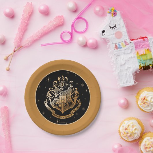 HOGWARTS™ Goldenes Wappen Pappteller (Party)