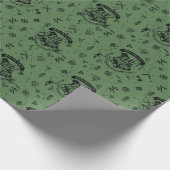 HOGWARTS™ Grünes Muster Geschenkpapier (Ecke)