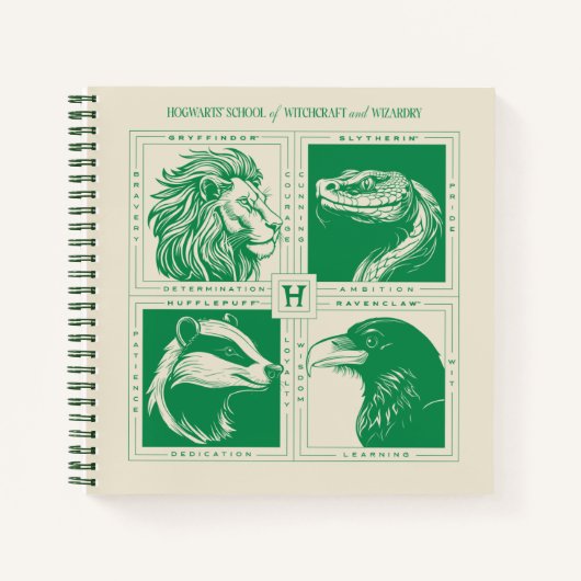 HOGWARTS™ Haus-Tiere-Grid Notizblock (Vorderseite)
