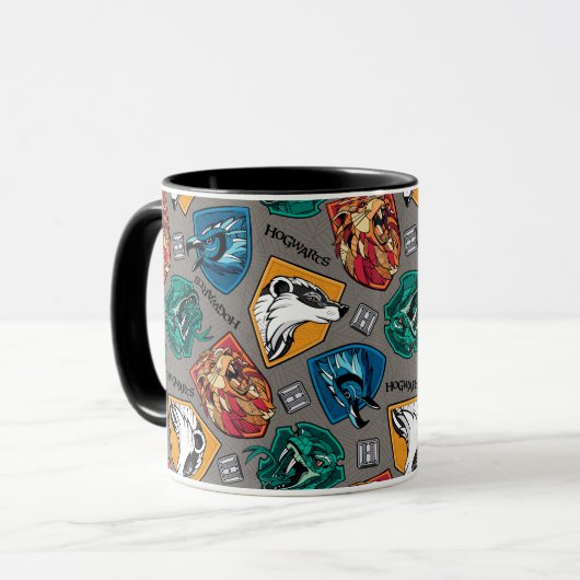 HOGWARTS™ Häuser - Crosshatched Muster Tasse (Vorderseite Links)