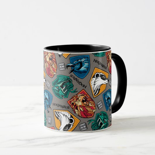 HOGWARTS™ Häuser - Crosshatched Muster Tasse (VorderseiteRechts)