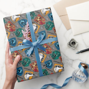 HOGWARTS™ Häuser Kreuzschraffurmuster Geschenkpapier