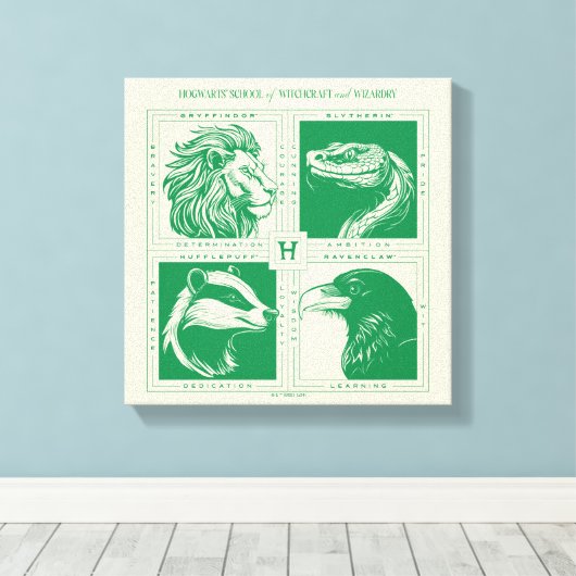 HOGWARTS™ House Animals Grid Leinwanddruck (Insitu (Holzboden))