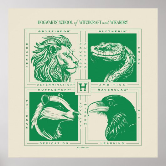 HOGWARTS™ House Animals Grid Poster (Vorne)