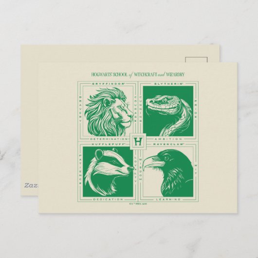 HOGWARTS™ House Animals Grid Postkarte (Vorne/Hinten)