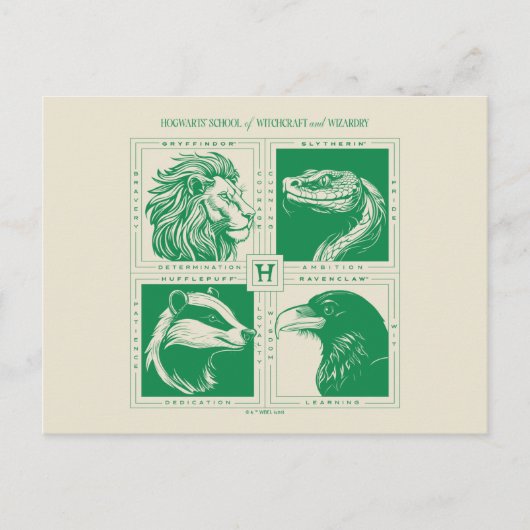HOGWARTS™ House Animals Grid Postkarte (Vorderseite)