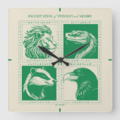 HOGWARTS™ House Animals Grid Quadratische Wanduhr (Vorderseite)