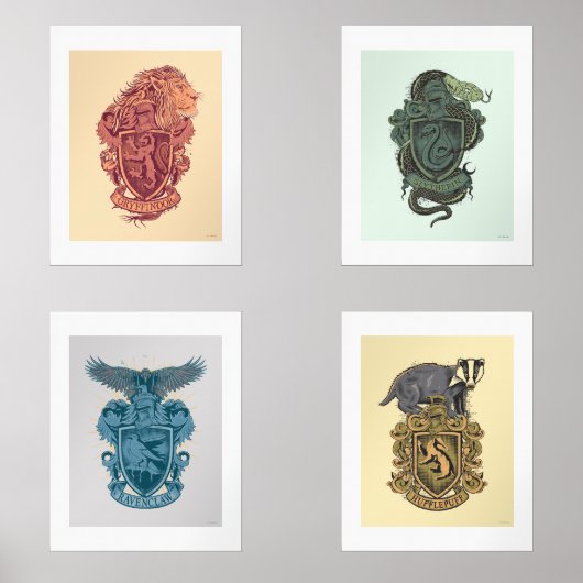 HOGWARTS™ House Wappen Tome Illustrationen Bilderwand Sets (Vorderseite)