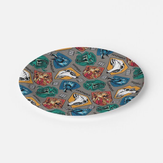 HOGWARTS™ Houses Crosshatched Pattern Pappteller (Schrägansicht)