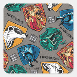 HOGWARTS™ Houses Crosshatched Pattern Quadratischer Aufkleber