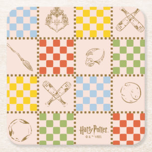 HOGWARTS™ QUIDDITCH™ Team Checker Muster Rechteckiger Pappuntersetzer