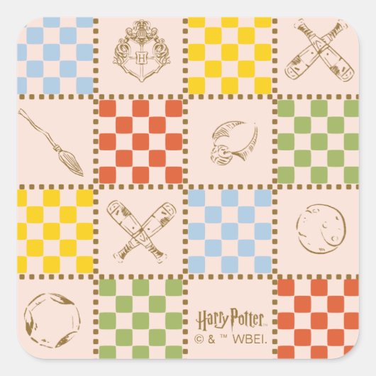 HOGWARTS™ QUIDDITCH™ Team Checker Pattern Quadratischer Aufkleber (Vorderseite)