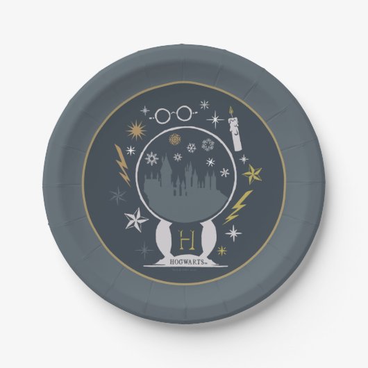 HOGWARTS™ Schneekugel Grafik Pappteller (Vorderseite)