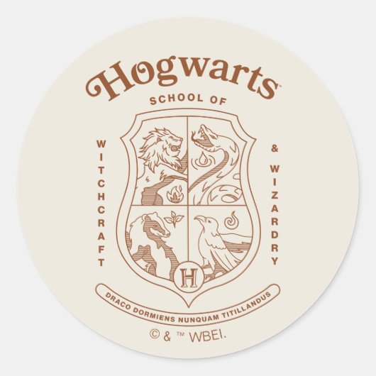 HOGWARTS™ School of Witchcraft and Wizardry Crest Runder Aufkleber (Vorderseite)