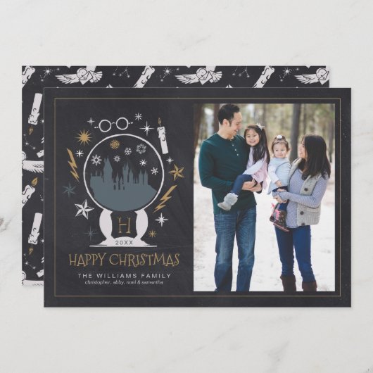 HOGWARTS™ Snow Globe | Frohes Weihnachtsbrett Einladung (Vorne/Hinten)