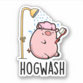 Hogwash Funny Pig Pun Aufkleber (Vorderseite)