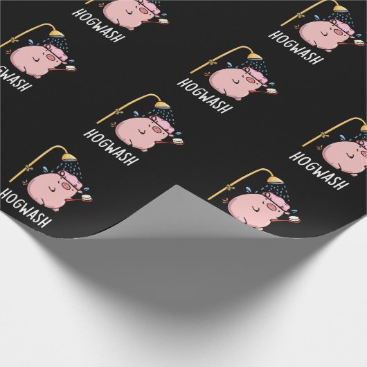 Hogwash Funny Pig Pun Dark BG Geschenkpapier (Ecke)