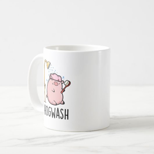 Hogwash Funny Pig Pun Kaffeetasse (Vorderseite Links)