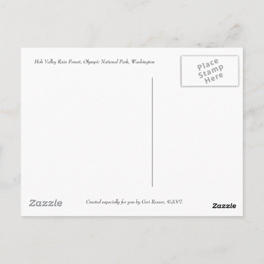 Hoh Valley Rain Forest Postcard Postkarte (Rückseite)