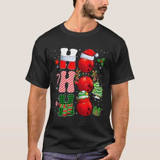 Hohabo Santa Elf Rentier Bowling Bylls und Christu T-Shirt (Vorderseite)