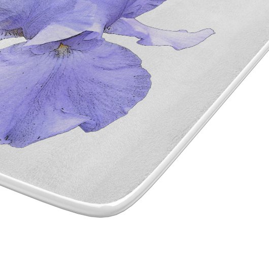 Hohe bärtige lila Iris Schneidebrett (Ecke)