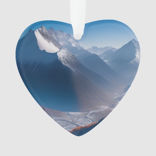 Hohe Bergspitzen Datiertes Foto nach Maß Ornament (Vorderseite)