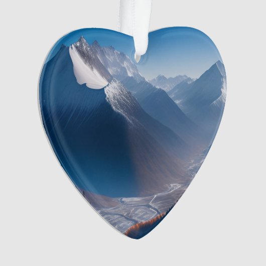 Hohe Bergspitzen Datiertes Foto nach Maß Ornament (Vorderseite)