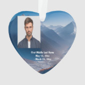 Hohe Bergspitzen Datiertes Foto nach Maß Ornament (Rückseite)