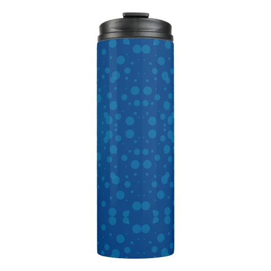 Hohe blaue Reisebecher mit schwarzem Deckel Thermosbecher (Vorderseite)