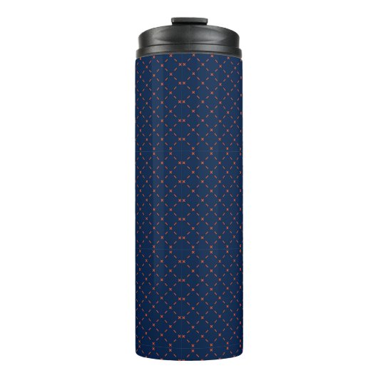 Hohe blaue Reisebecher mit schwarzem Deckel Thermosbecher (Vorderseite)