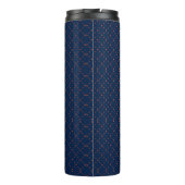 Hohe blaue Reisebecher mit schwarzem Deckel Thermosbecher (Rückseite)