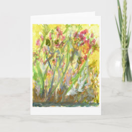 Hohe Blumen auf einer gelben Grundanmerkungskarte Karte