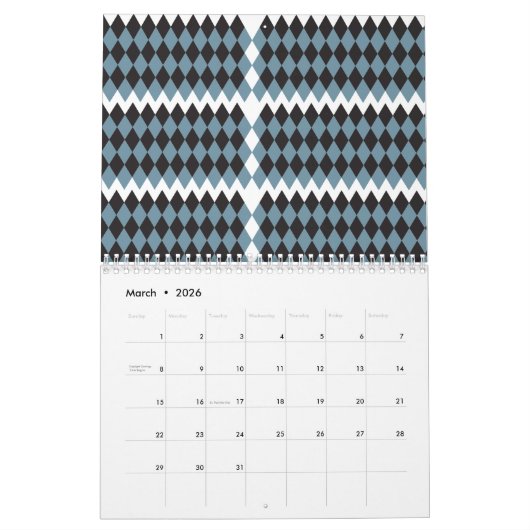 hohe Darstellung von Damast-Grafik-Gras, Kalender (Mär 2026)