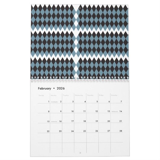 hohe Darstellung von Damast-Grafik-Gras, Kalender (Feb 2026)