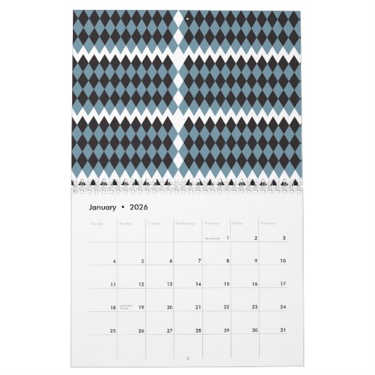 hohe Darstellung von Damast-Grafik-Gras, Kalender (Jan 2026)