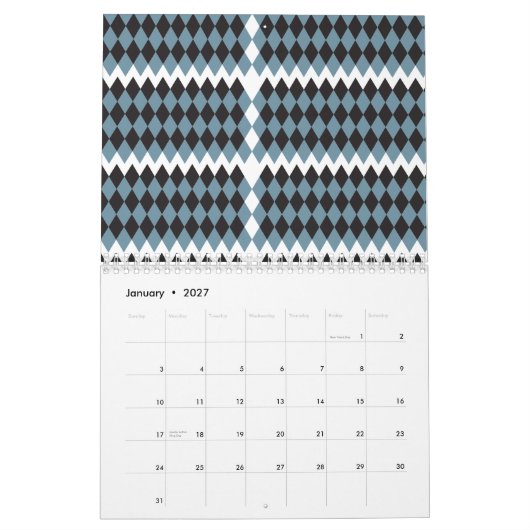 hohe Darstellung von Damast-Grafik-Gras, Kalender (Jan 2027)