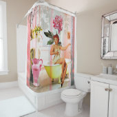 hohe Dusche des Vintagen Buttons Duschvorhang (Beispiel)