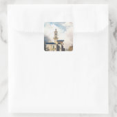 Höhe einer Italienischen Villa oder Jagdhütte Quadratischer Aufkleber (Tasche)