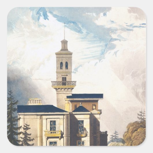 Höhe einer Italienischen Villa oder Jagdhütte Quadratischer Aufkleber (Vorderseite)